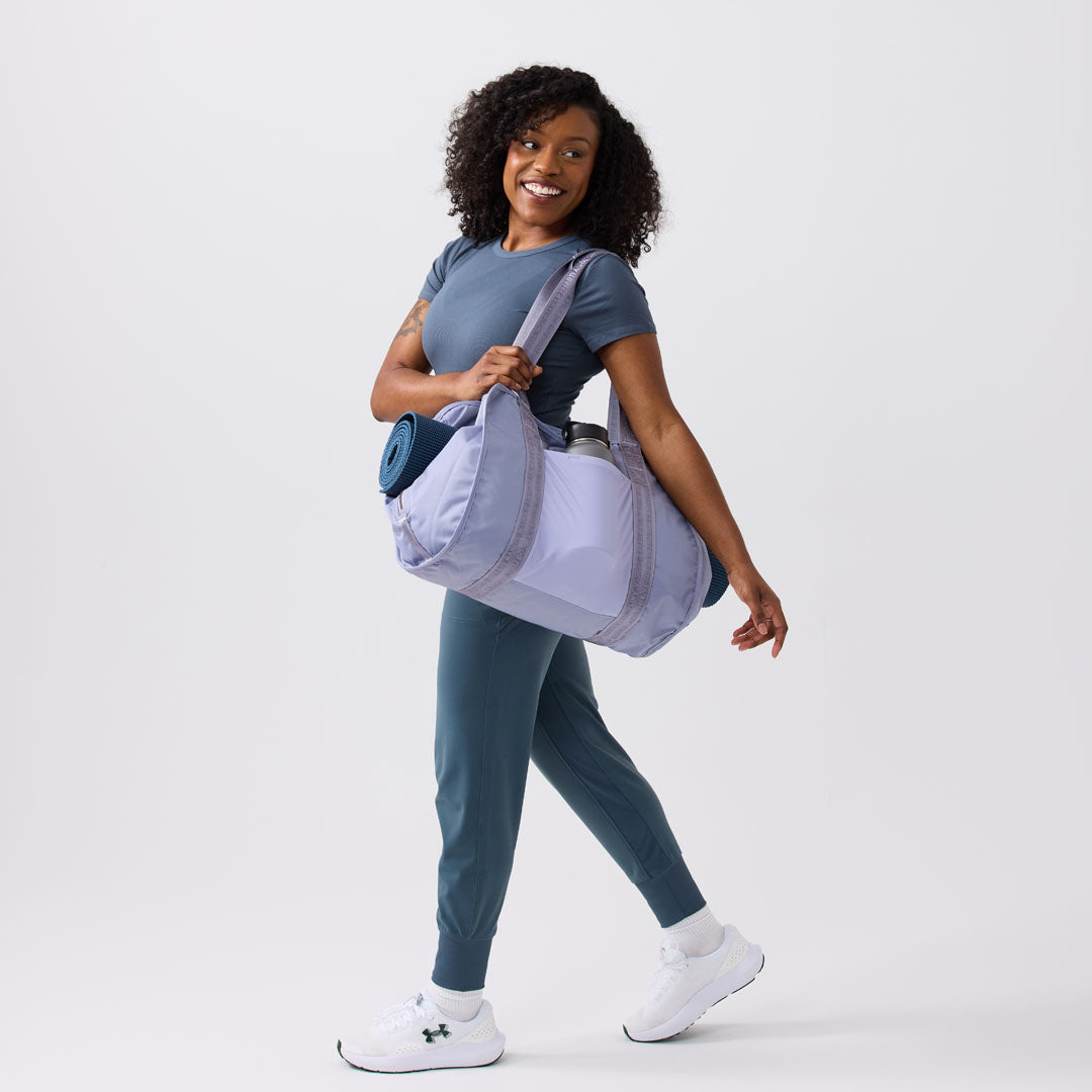 Purple lilac yoga tote bag for women with spacious interior compartments #lilac