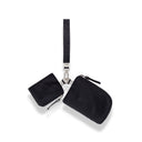 Mona Wristlet black dual pouch wristlet purse with key lanyard #black