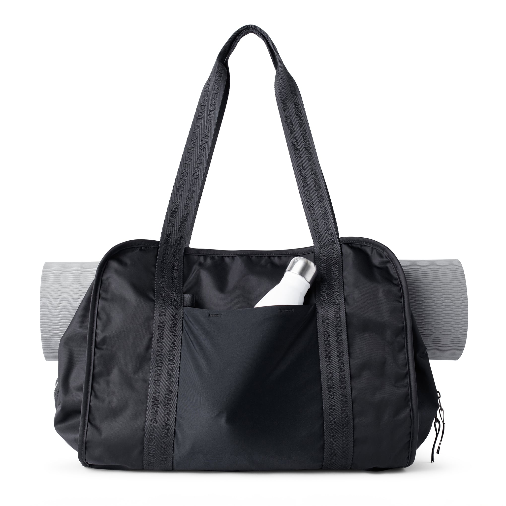 yoga mat tote bag with water bottle pocket #black