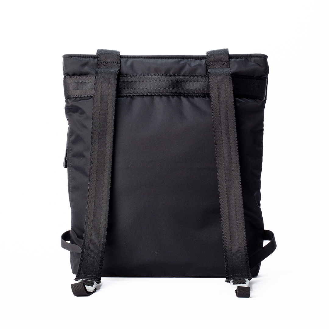 Bharti Backpack Tote Black Laptop Bag Recycled Fabric Travel Everyday Bag #black