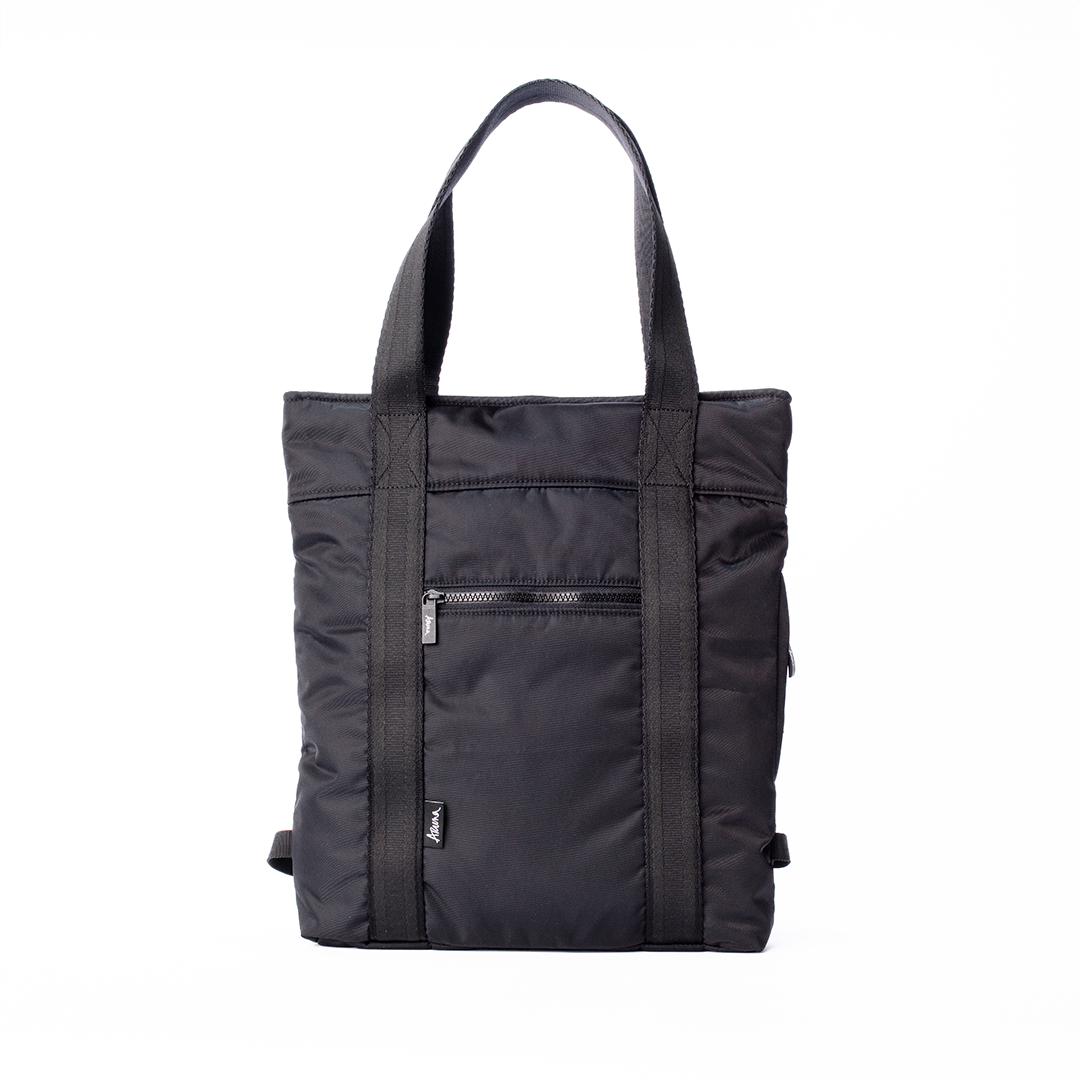 Bharti Backpack Tote Black Laptop Bag Recycled Fabric Travel Everyday Bag #black