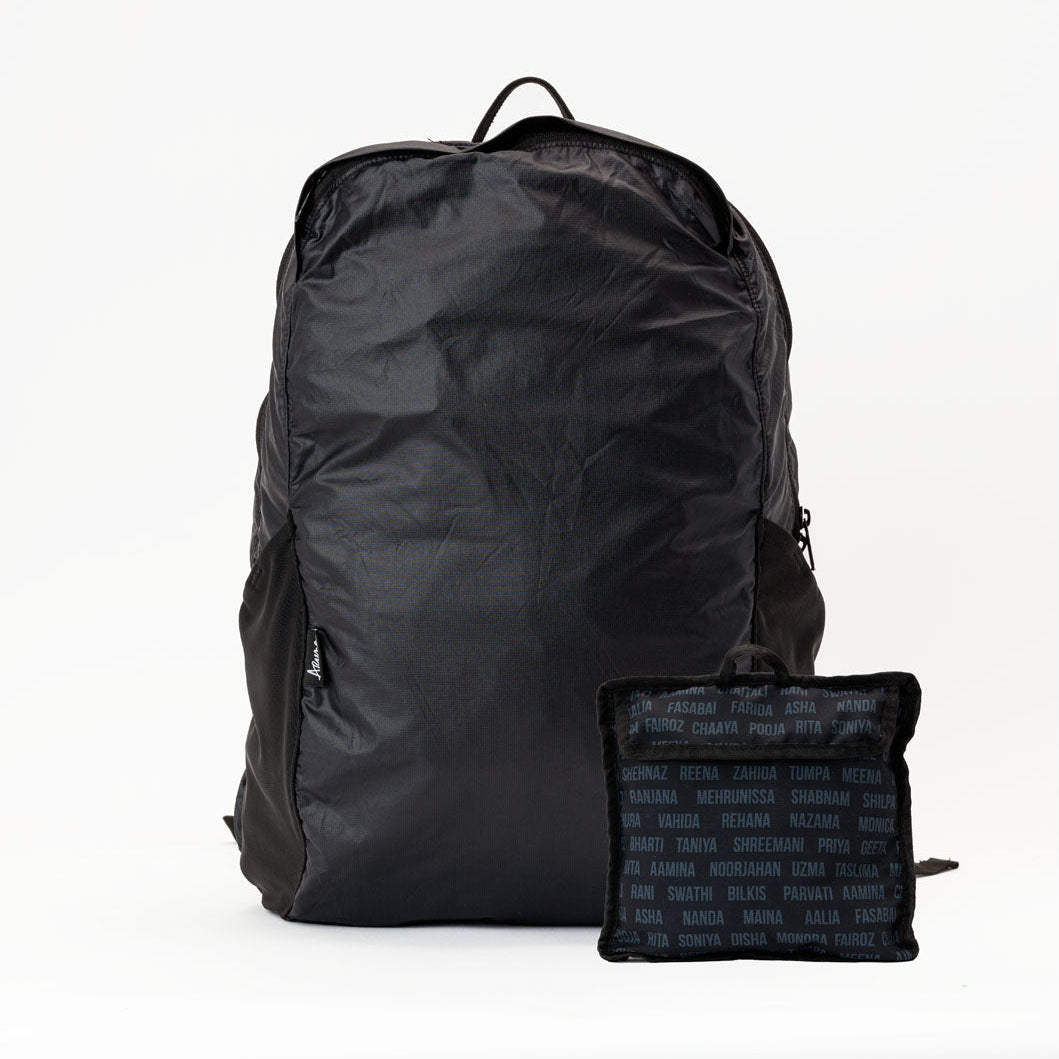 swathi backpack packable ultra thin mesh fabric ripstop black #black