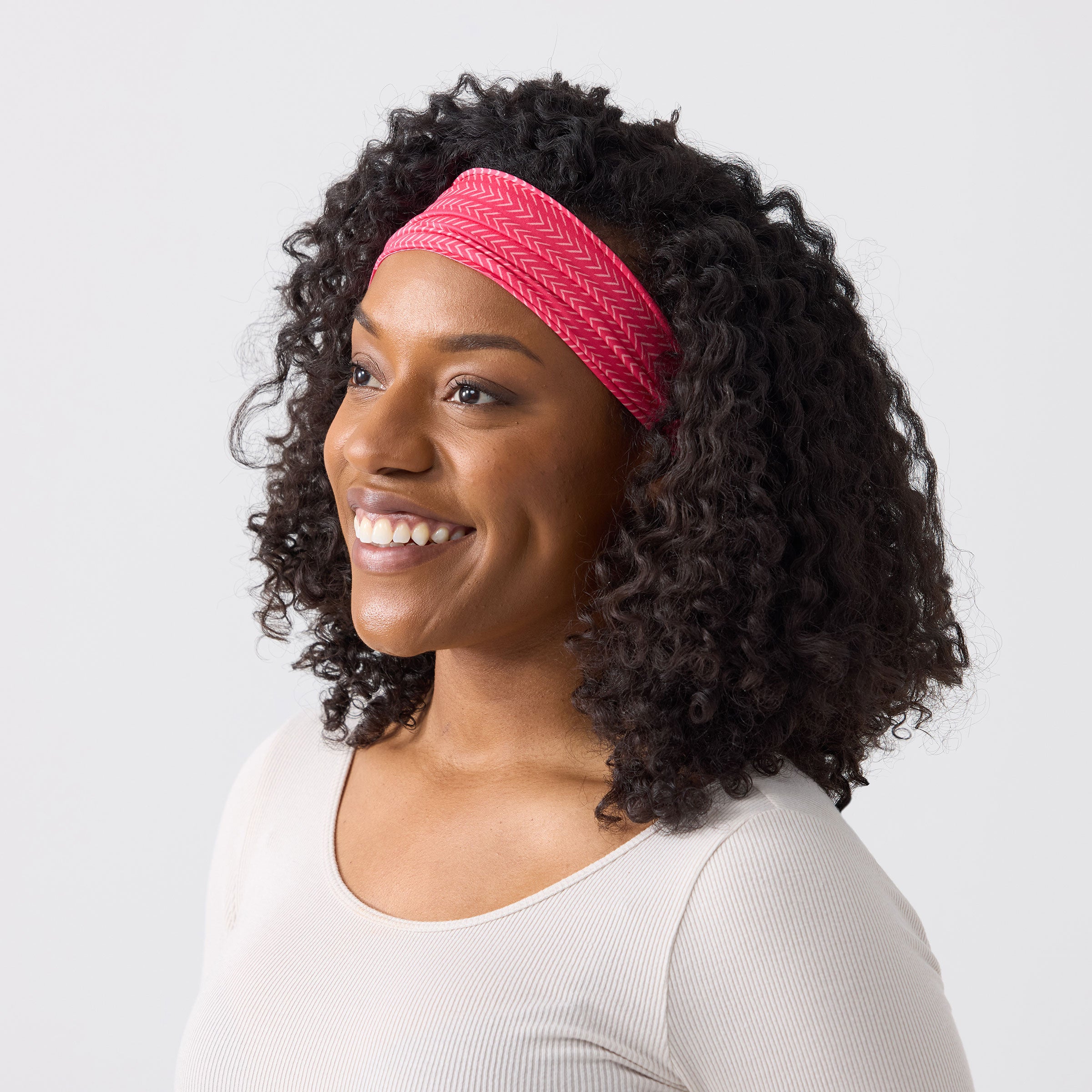 Non Slip Cloth Comfort Soft Workout Women Headbands 4 Inch One Size Pink Herringbone #pink_herringbone