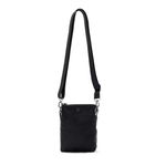 Small shoulder bag for women featuring interior zip pockets and snap slips #black