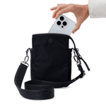 Nylon crossbody phone bag with adjustable strap and fair-trade craftsmanship #black
