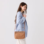 shree crossbody - small crossbody bag with silver hardware #camel