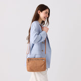 shree crossbody - small crossbody bag with silver hardware #camel