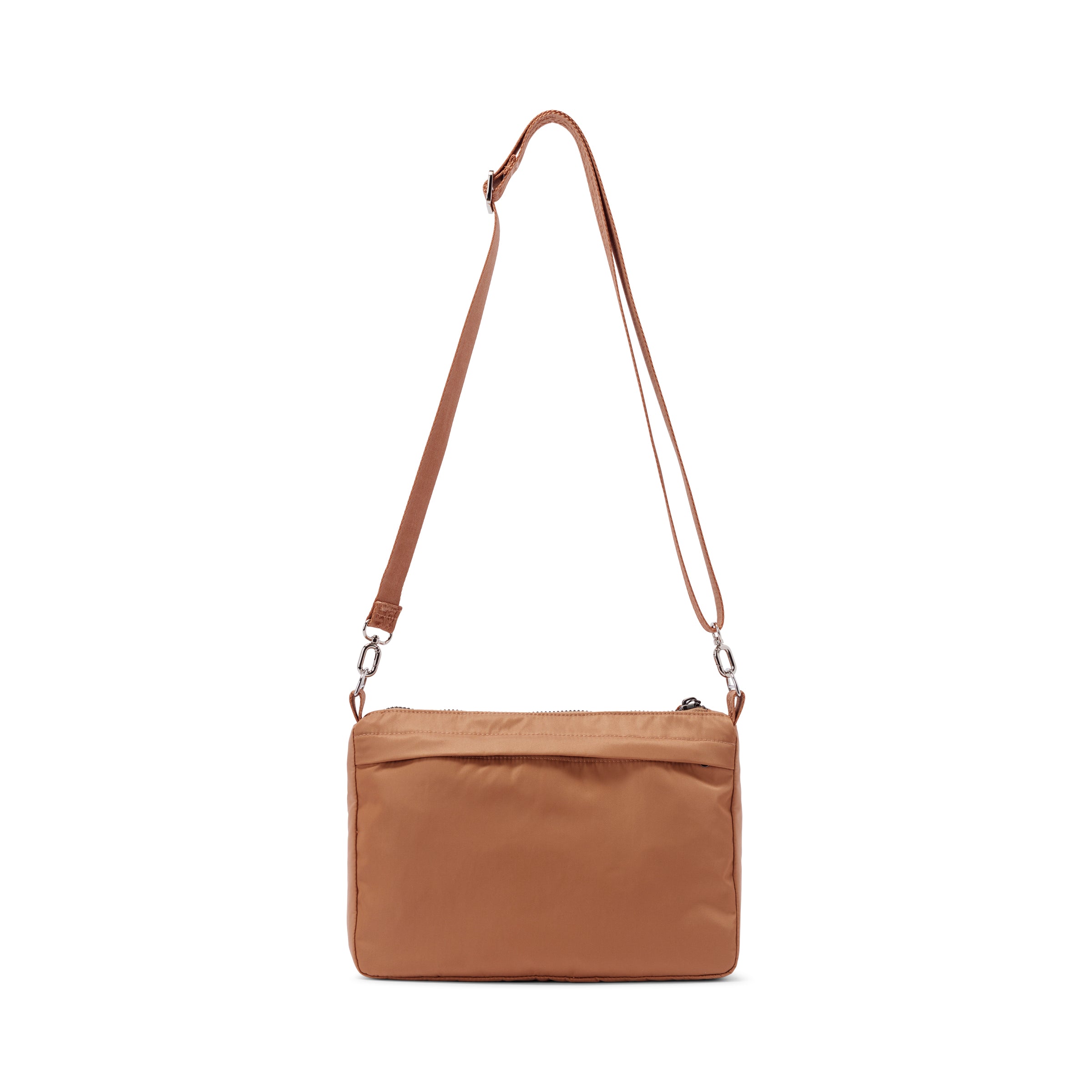 shree crossbody - compact crossbody bag with roomy center compartment #camel