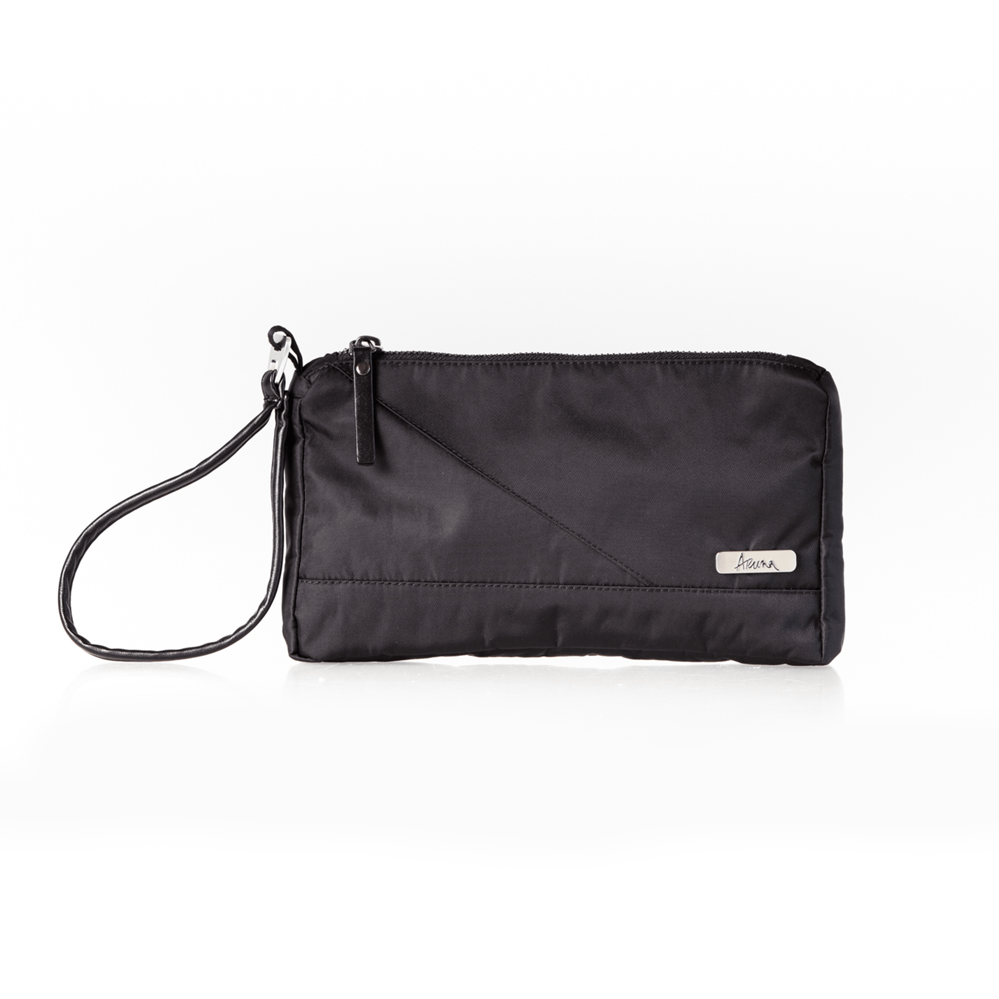 women's nylon zip wristlet black #black