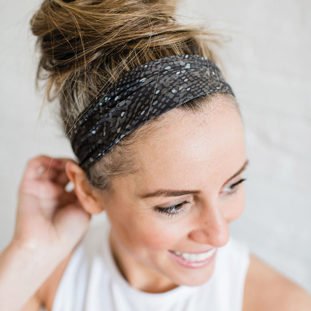 Non Slip Cloth Comfort Soft Workout Women Headbands 4 Inch One Size Black Mosaic #black_mosaic