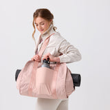 Soft blush yoga tote bag for women with comfortable shoulder handles #blush