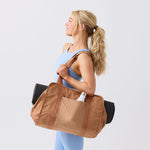 Neutral camel yoga tote bag for women with versatile everyday style #camel