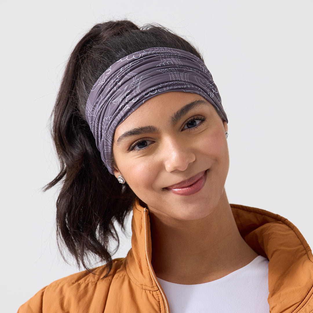 Rita Non Slip Cloth Comfort Soft Workout Women Headbands Gray and White Mehendi #gray_and_white_mehendi