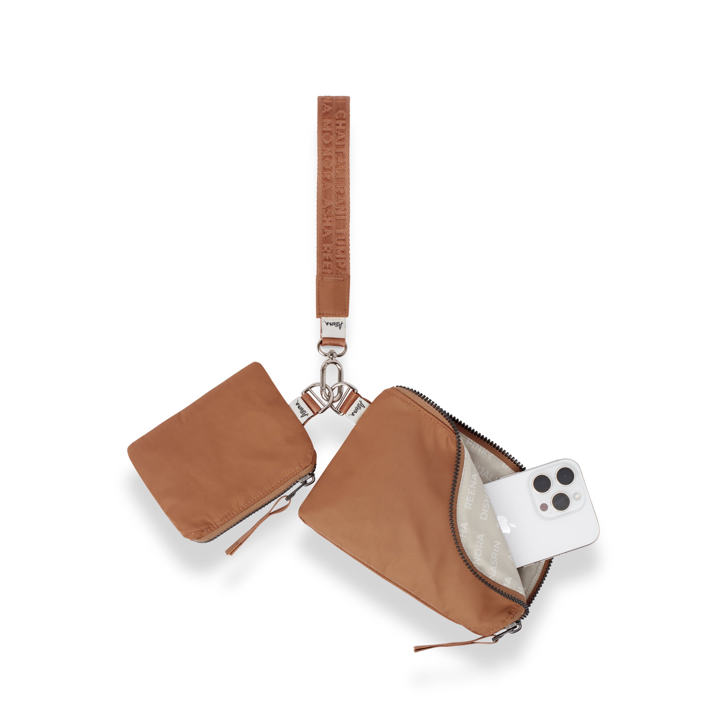 Mona Wristlet camel small travel wristlet purse with removable pouches #camel