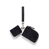 Mona Wristlet black dual pouch wristlet purse with key lanyard #black