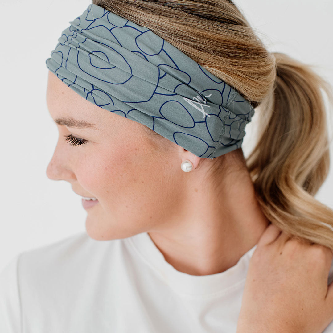 Rita Non Slip Cloth Comfort Soft Workout Women Headbands Sage Linear Abstract Floral #sage_linear_abstract_floral