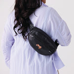 black fanny pack bag for women with cincy hats logo crossbody  #black