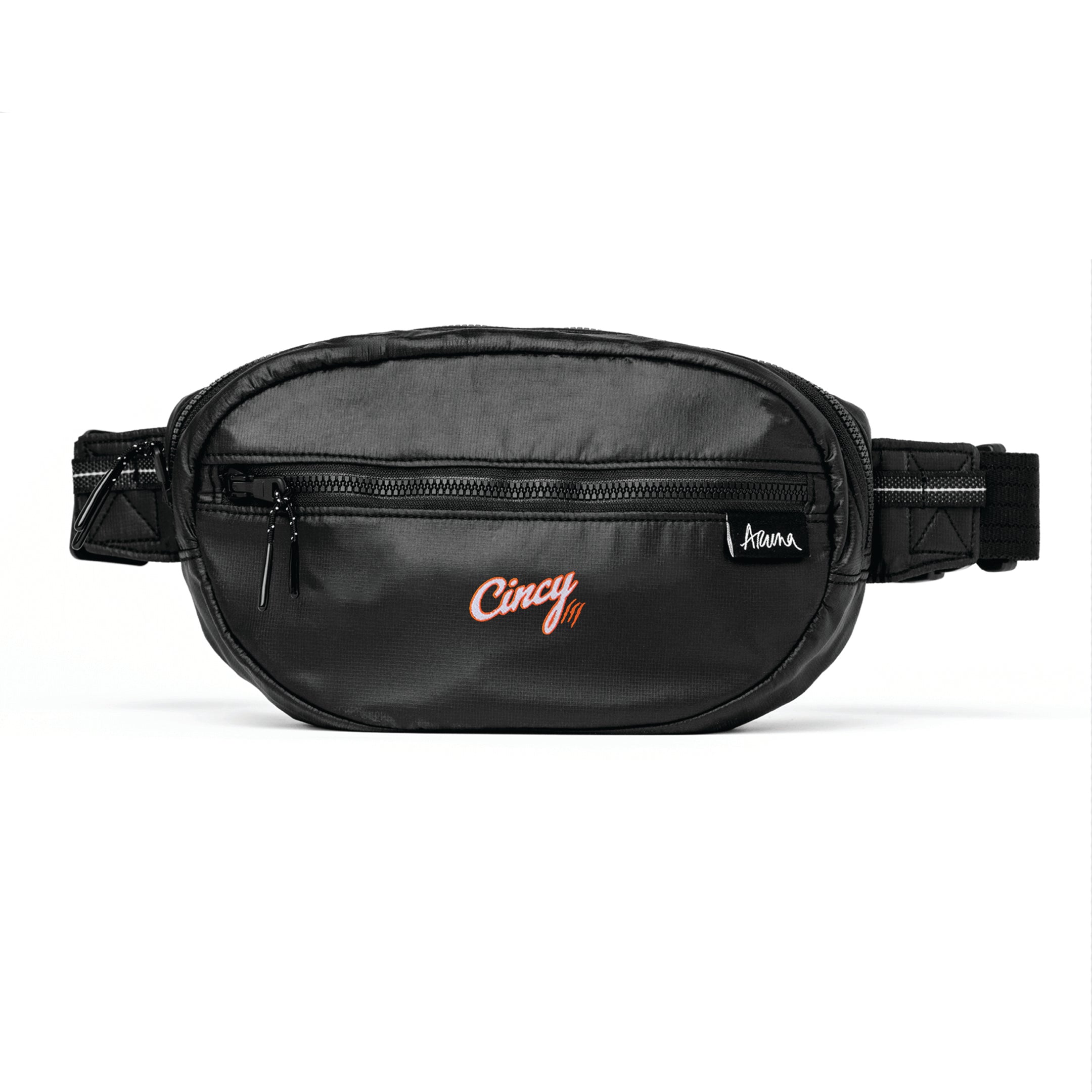 black fanny pack bag for women with cincy hats logo #black
