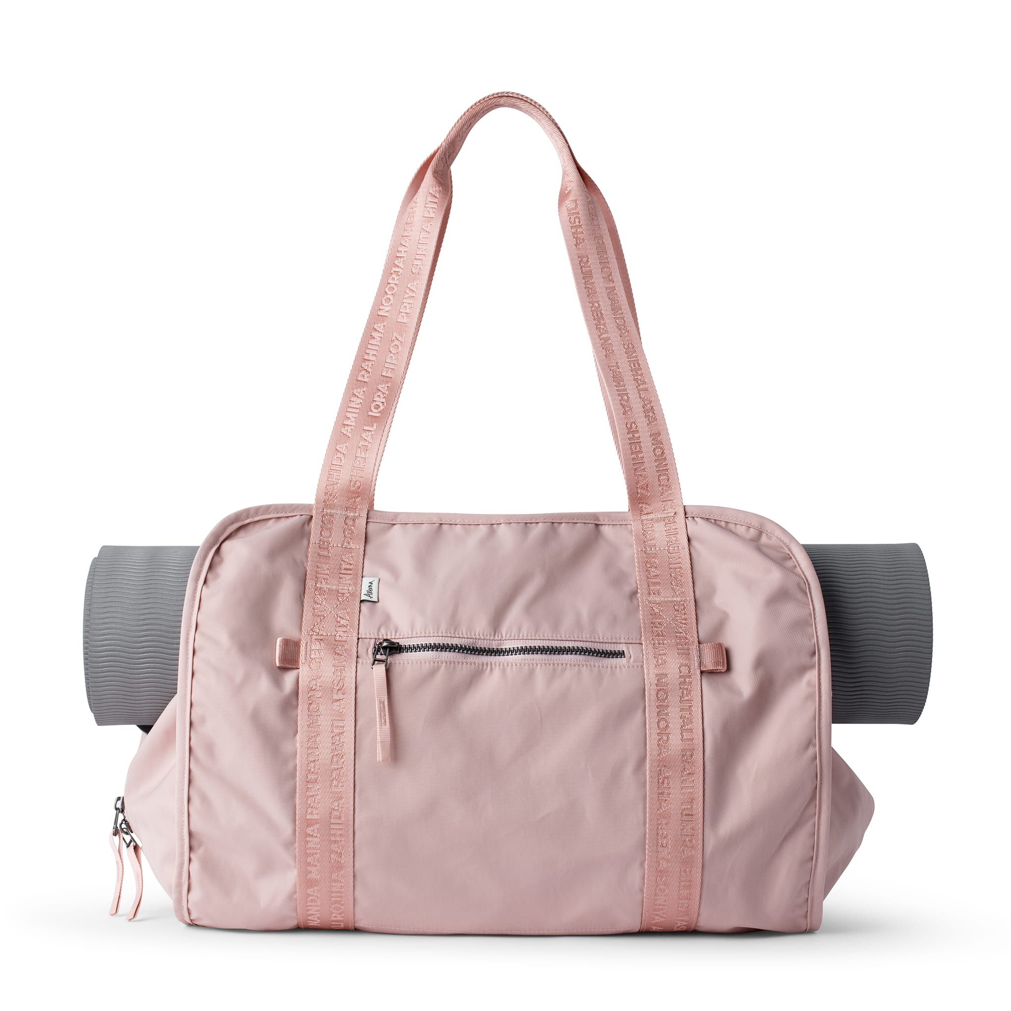 yoga mat tote bag with water bottle pocket, pink #blush