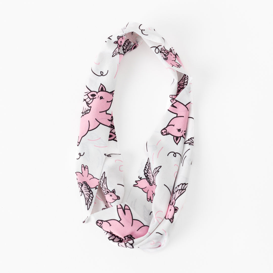 White Pig Cincinnati Running Headbands Flying Pig 5K Marathon #white_pink_print
