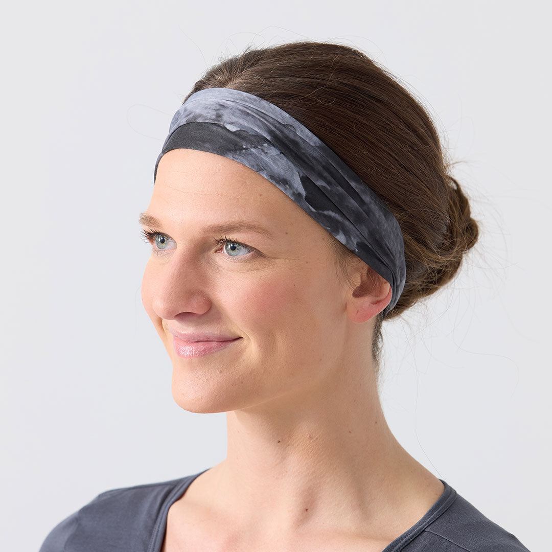 Non Slip Cloth Comfort Soft Workout Women Headbands 4 Inch One Size Black Watercolor Splash #black_watercolor_splash