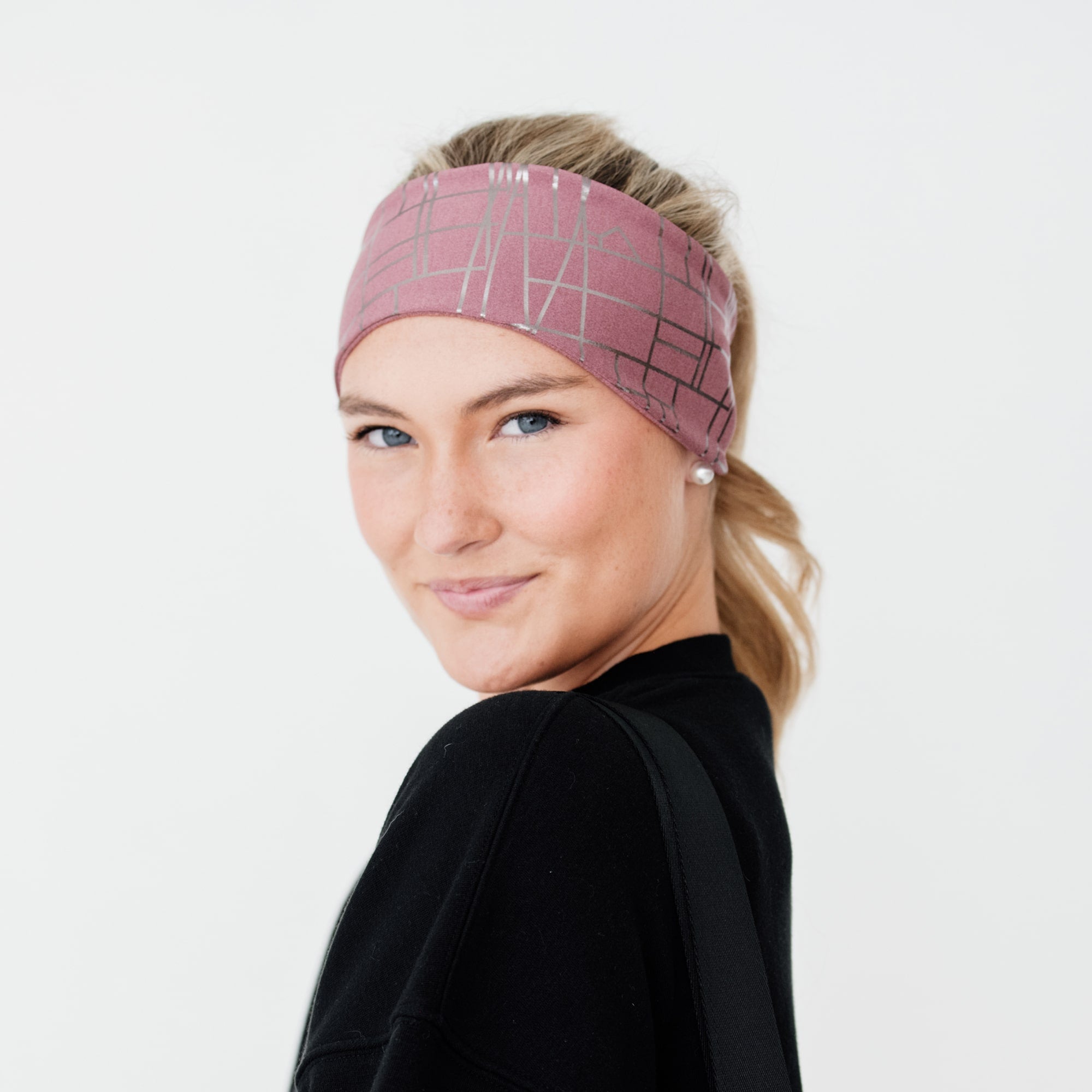 Women’s Winter Rose Red Running Ear Warmer Headband #dusty_rose