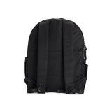 Black Geeta nylon backpack, back view showing the padded back panel and adjustable shoulder straps. #black