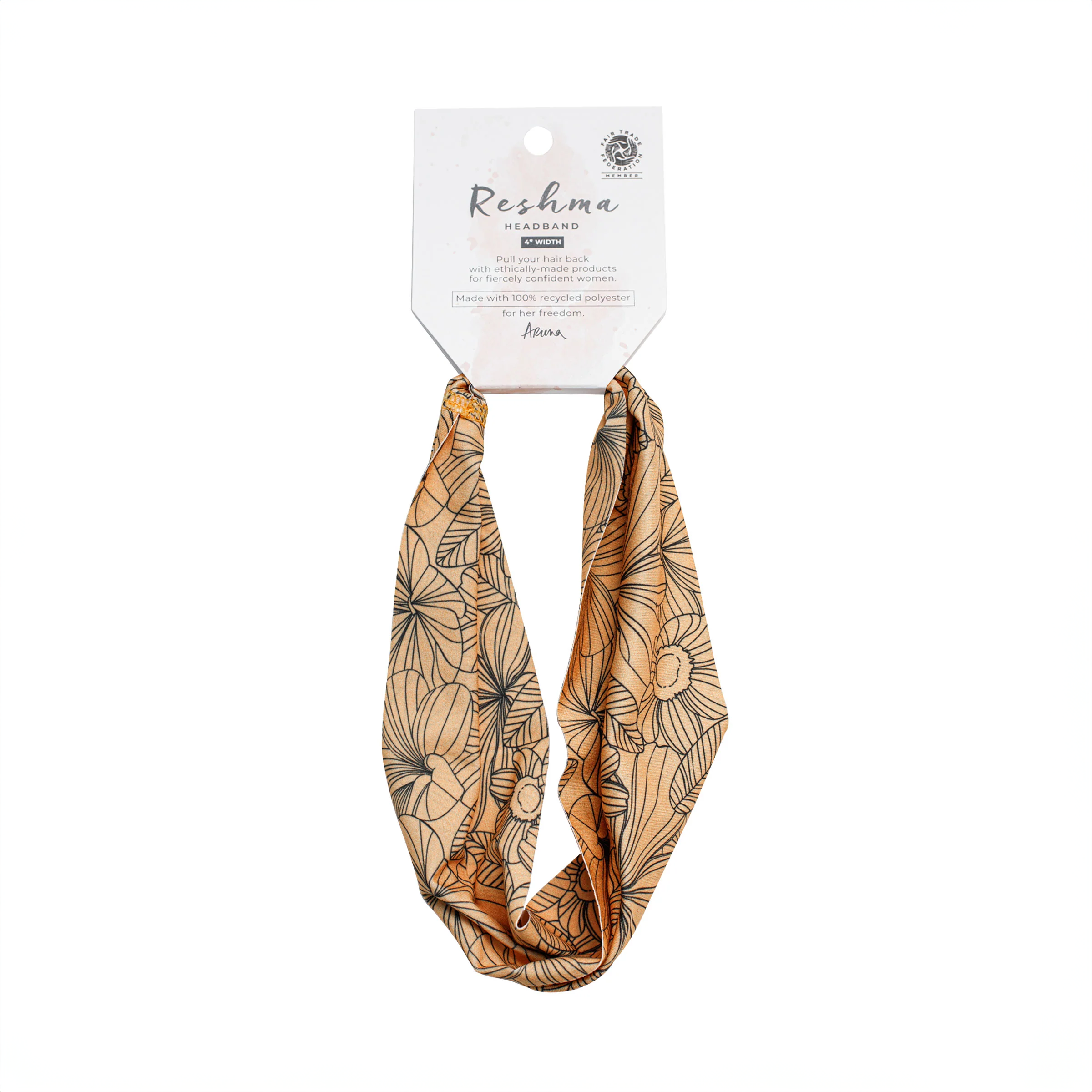 Non Slip Cloth Comfort Soft Workout Women Headbands 4 Inch One Size Gold Floral #gold_floral