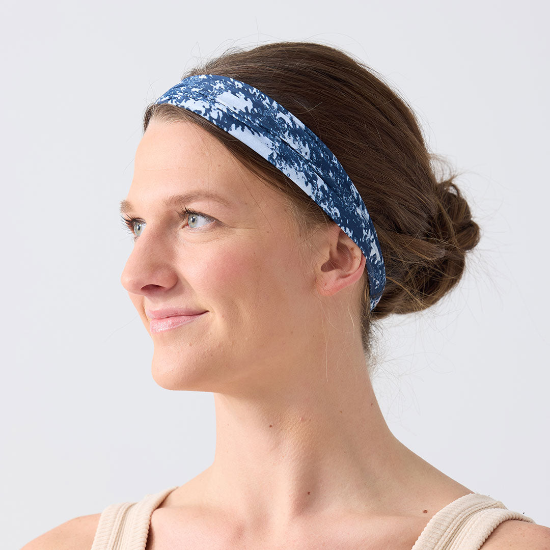 Non Slip Cloth Comfort Soft Workout Women Headbands 4 Inch One Size Navy Splatter Print #navy_splatter_print