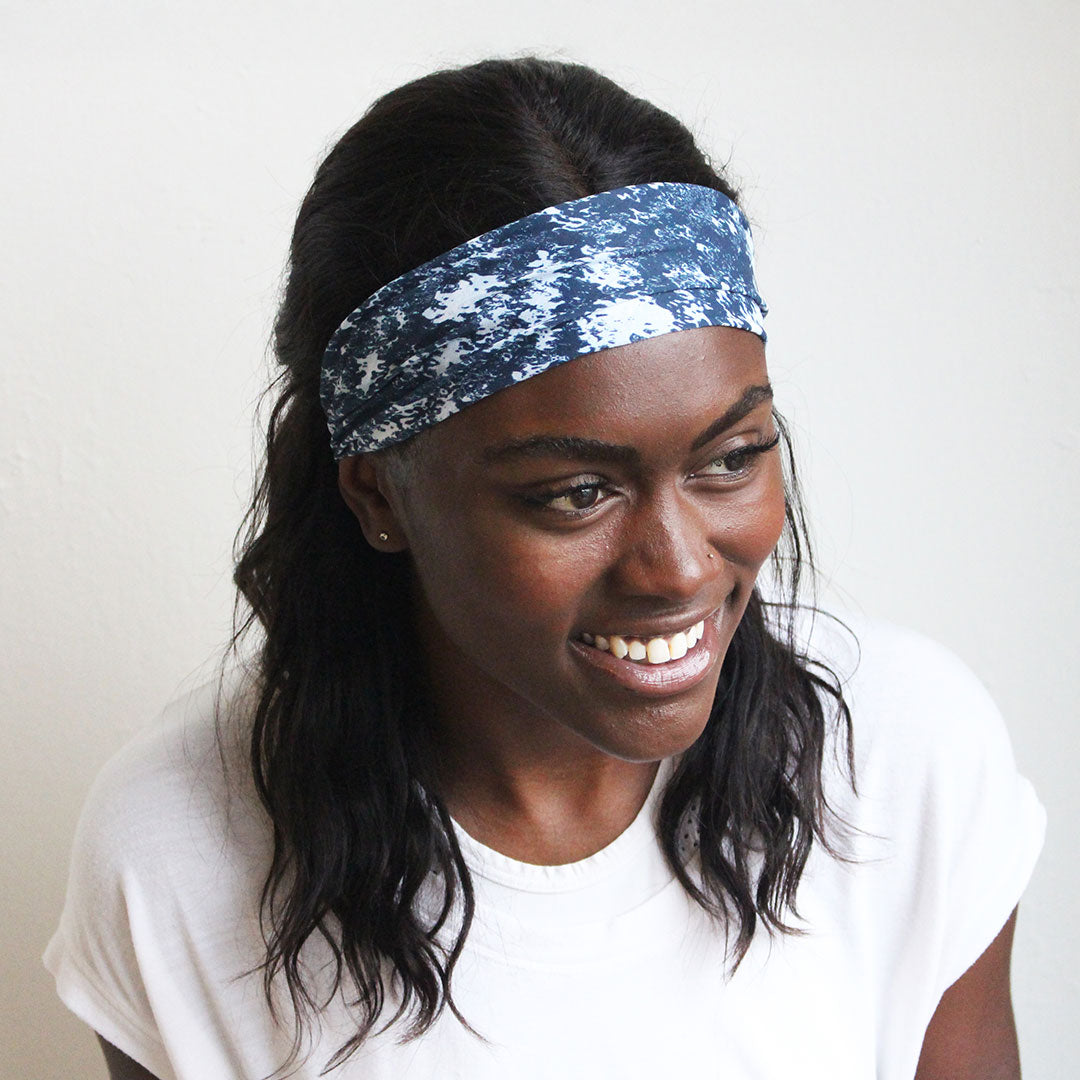 Non Slip Cloth Comfort Soft Workout Women Headbands 4 Inch One Size Navy Splatter Print #navy_splatter_print