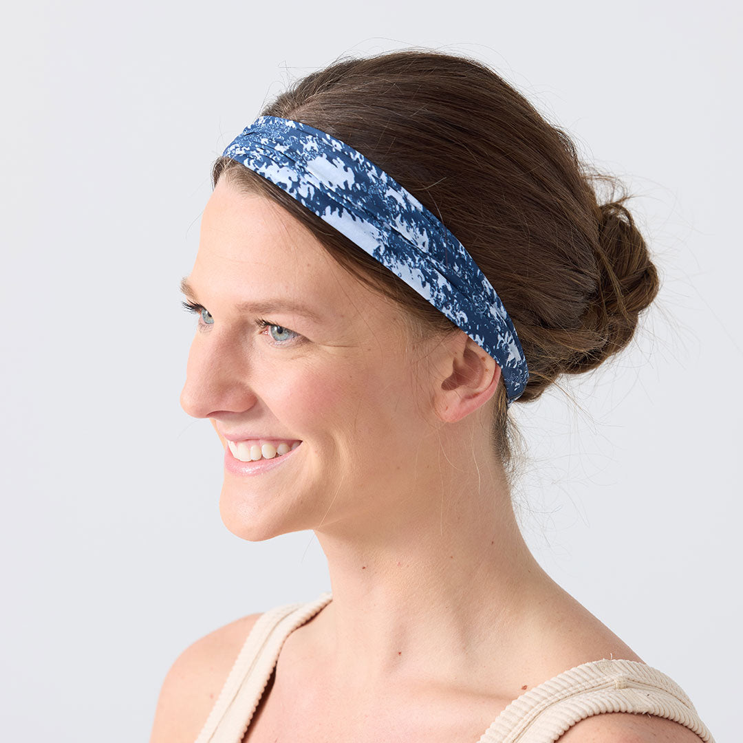 Non Slip Cloth Comfort Soft Workout Women Headbands 4 Inch One Size Navy Splatter Print #navy_splatter_print