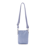 Small shoulder bag for women featuring interior zip pockets and snap slips #lilac