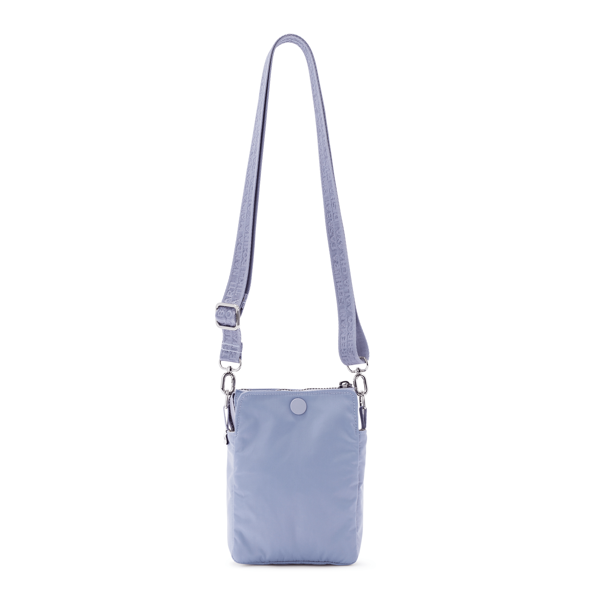Small shoulder bag for women featuring interior zip pockets and snap slips #lilac