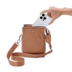 Sustainable crossbody wallet purse with removable strap for women #camel