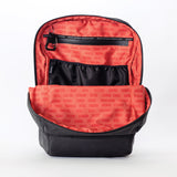 Rani Backpack from Aruna and Cincy Hats collaboration in sleek canvas with embroidered logo #matte_black