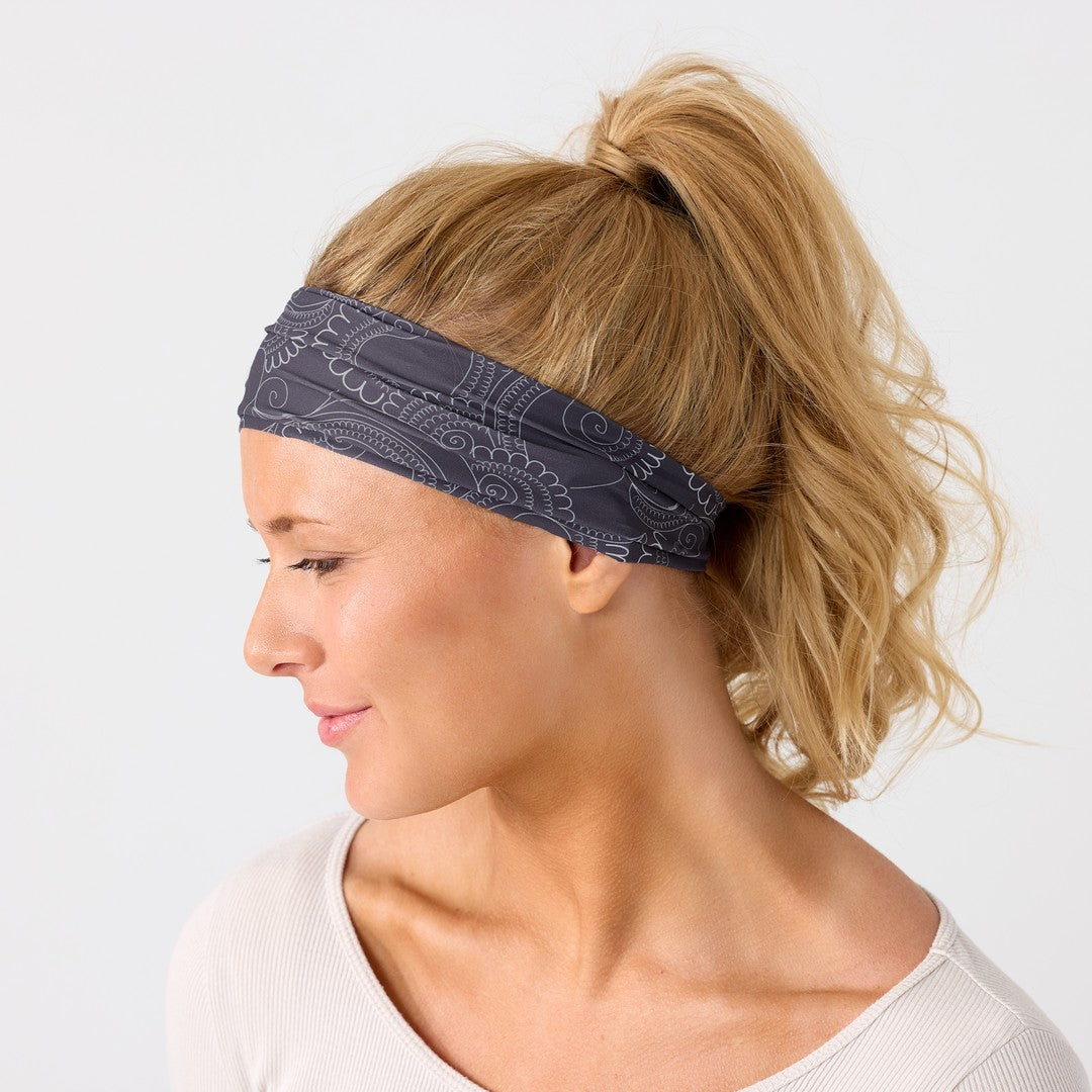 Reshma Non Slip Cloth Comfort Soft Workout Women Headbands Gray and White Mehendi #gray_and_white_mehendi