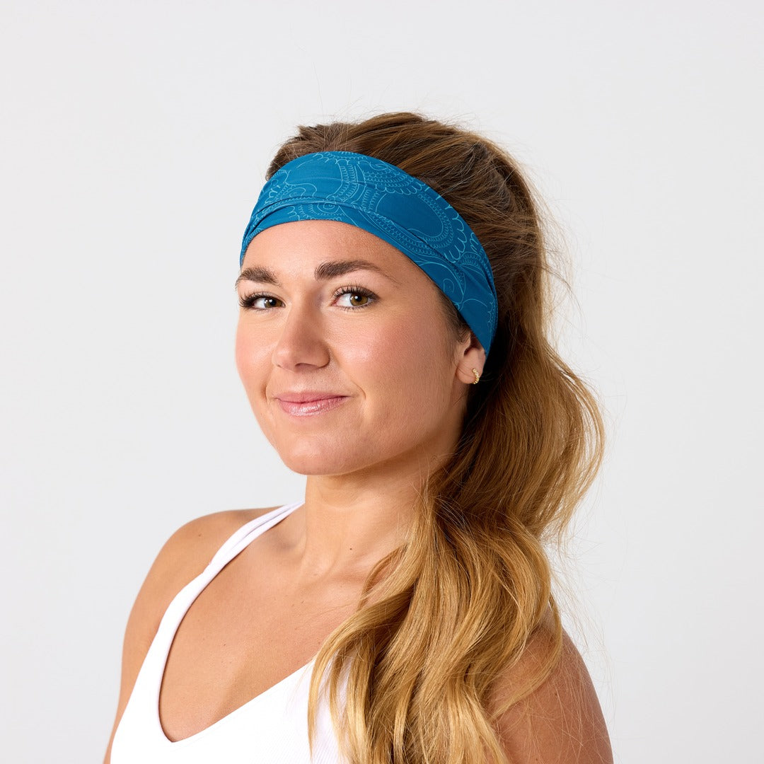 Reshma Non Slip Cloth Comfort Soft Workout Women Headbands Teal and Turquoise Mehendi #teal_and_turquoise_mehendi