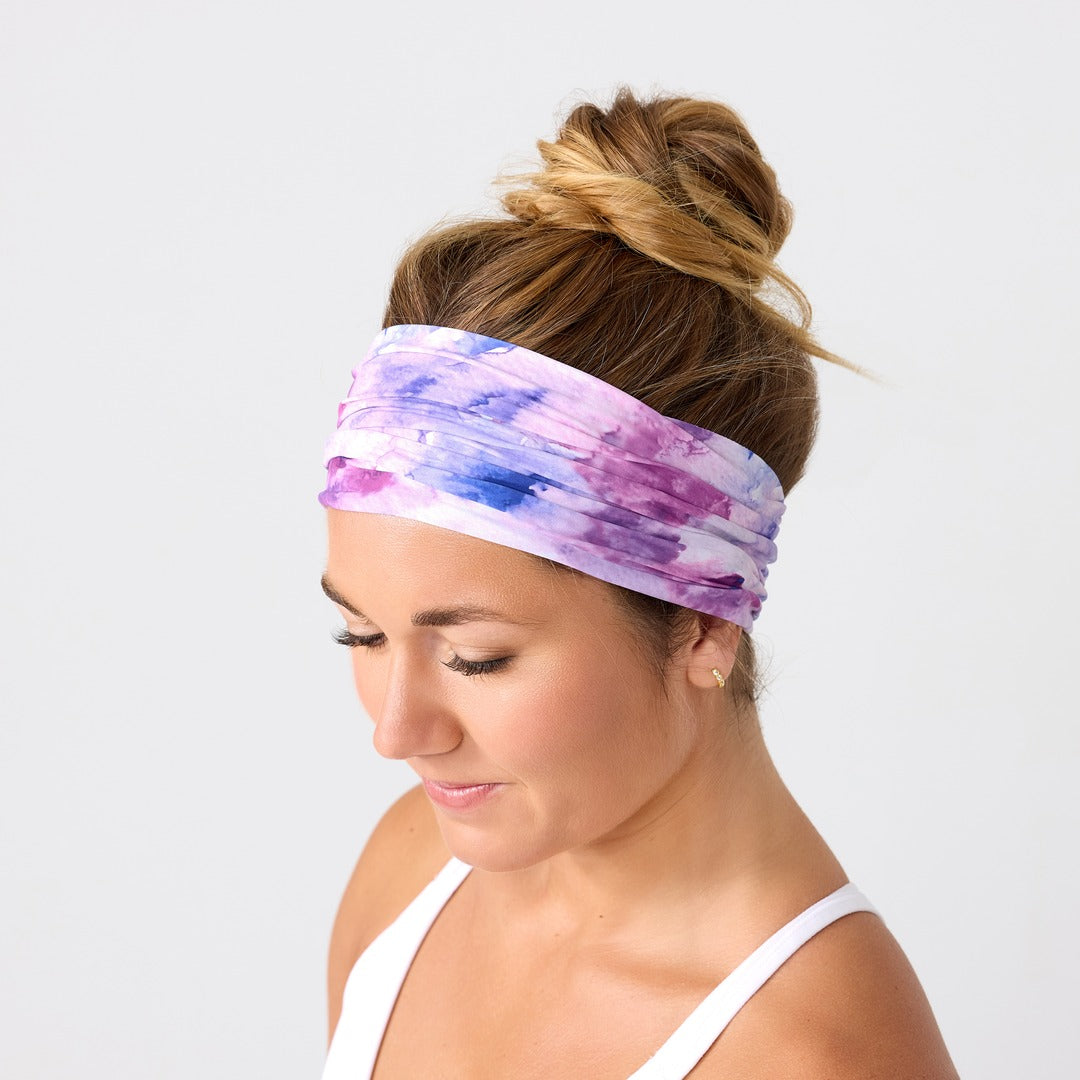 Rita Non Slip Cloth Comfort Soft Workout Women Headbands Purple Watercolor Splash #purple_watercolor_splash