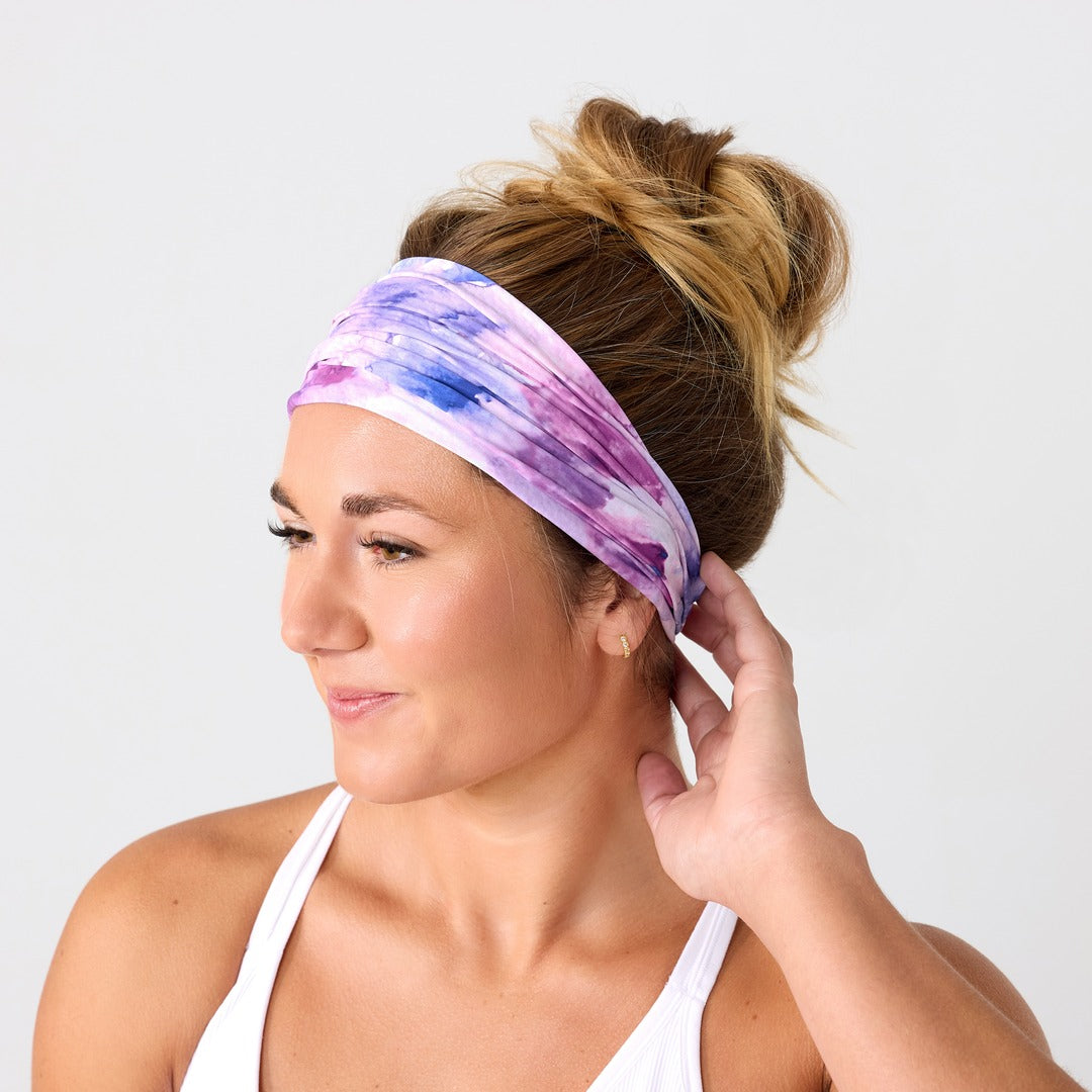 Rita Non Slip Cloth Comfort Soft Workout Women Headbands Purple Watercolor Splash #purple_watercolor_splash