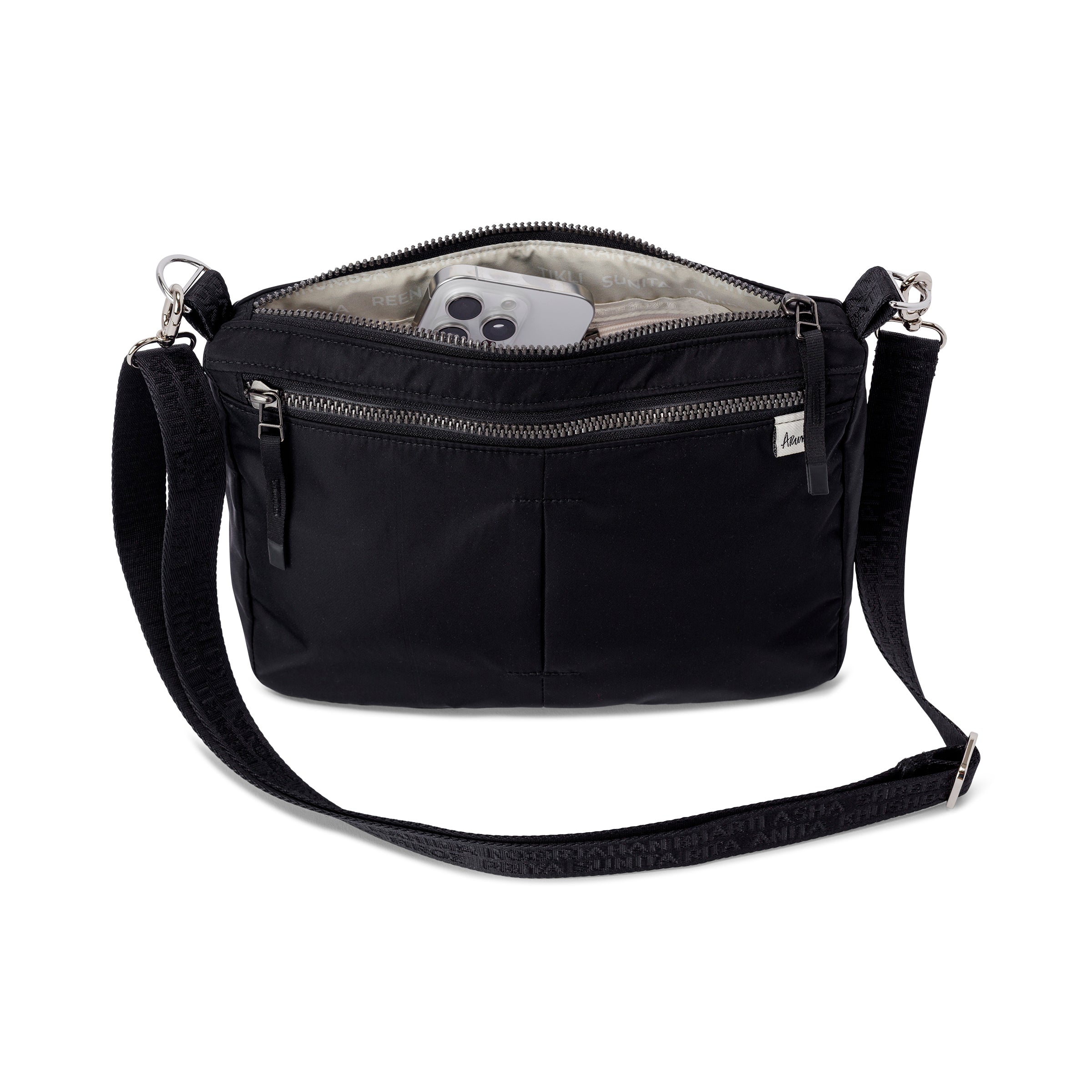 shree crossbody - machine washable crossbody bag with pockets #black