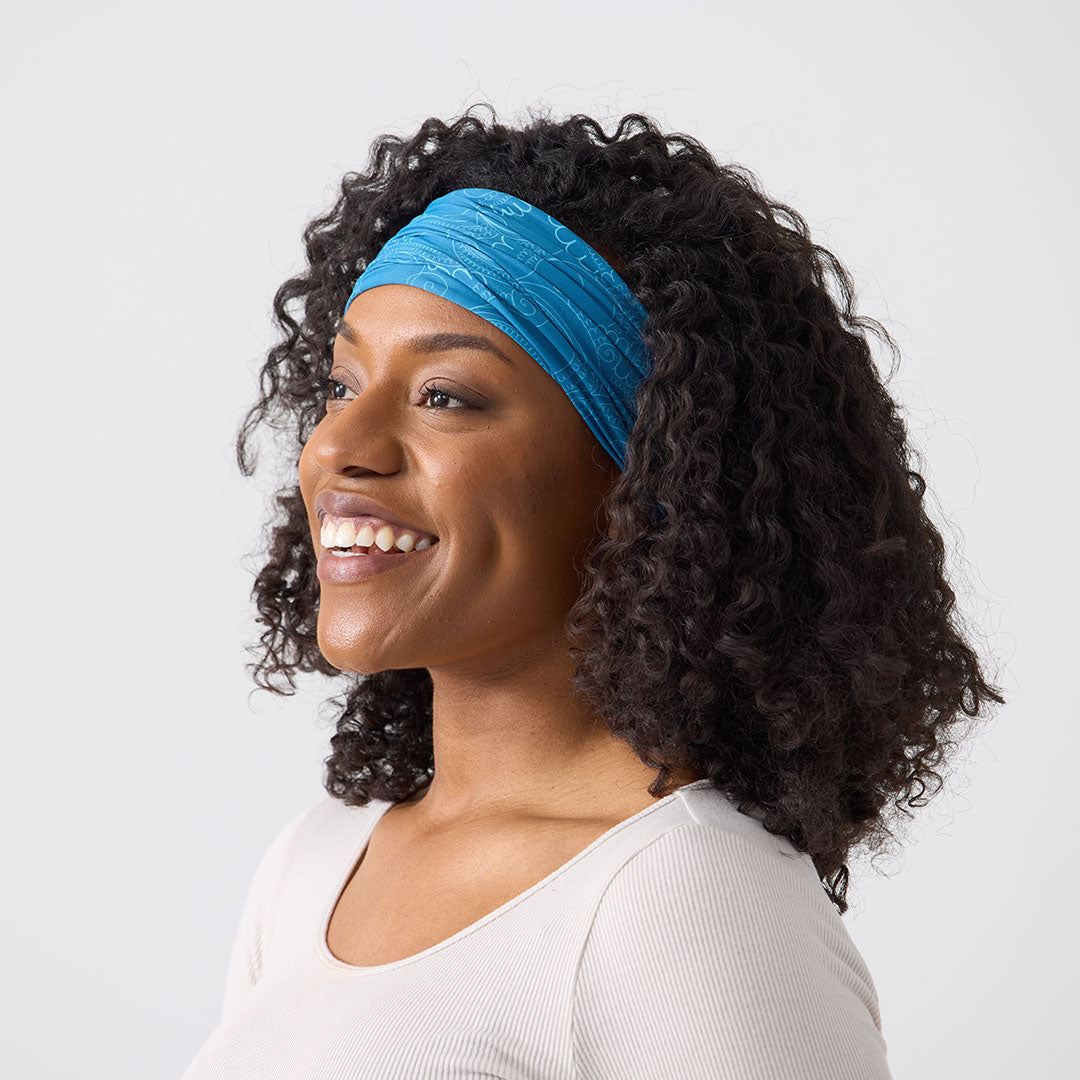 Rita Non Slip Cloth Comfort Soft Workout Women Headbands Teal and Turquoise Mehendi #teal_and_turquoise_mehendi