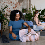 yoga mat tote bag with water bottle pocket, pink #blush