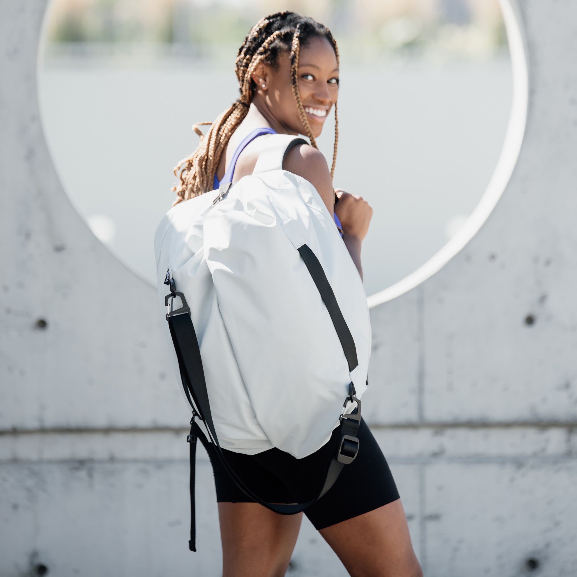 roll top bag duffel backpack water repellent light gray white #light_gray