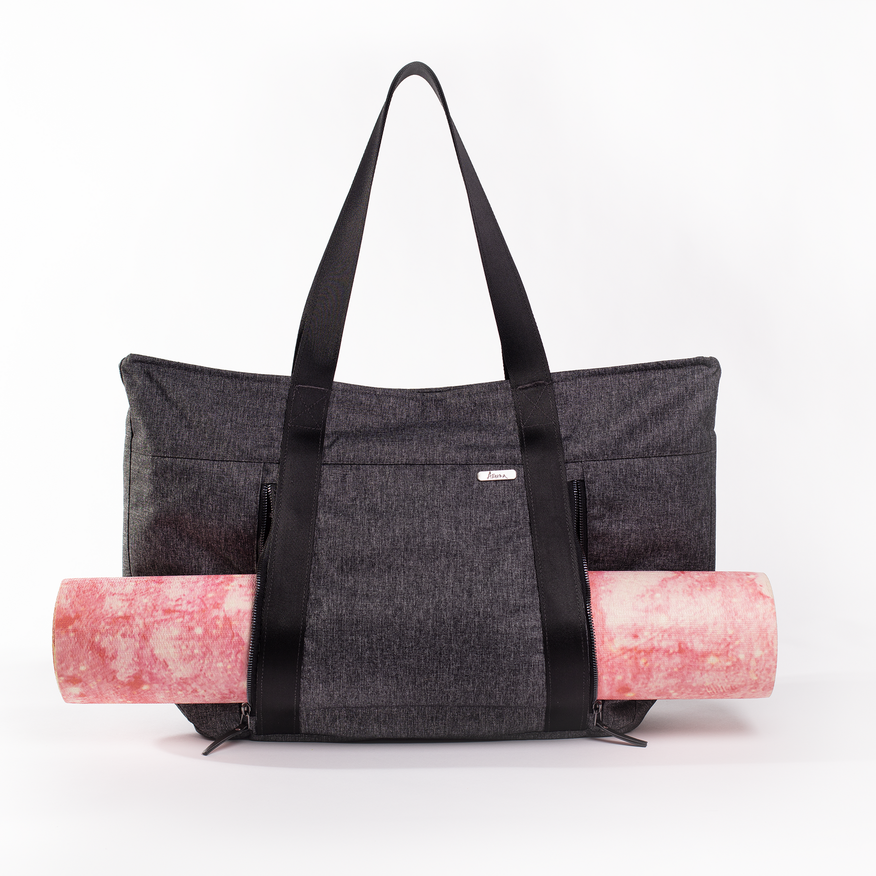 Handmade Yoga Mat Bag Yoga Bag Sports Bags Tote Yoga Sling bag Pilates Bag  Pilates Mat Bag Canvas Yoga Bag WITH Cream & Black Denim Striped - LaFactory