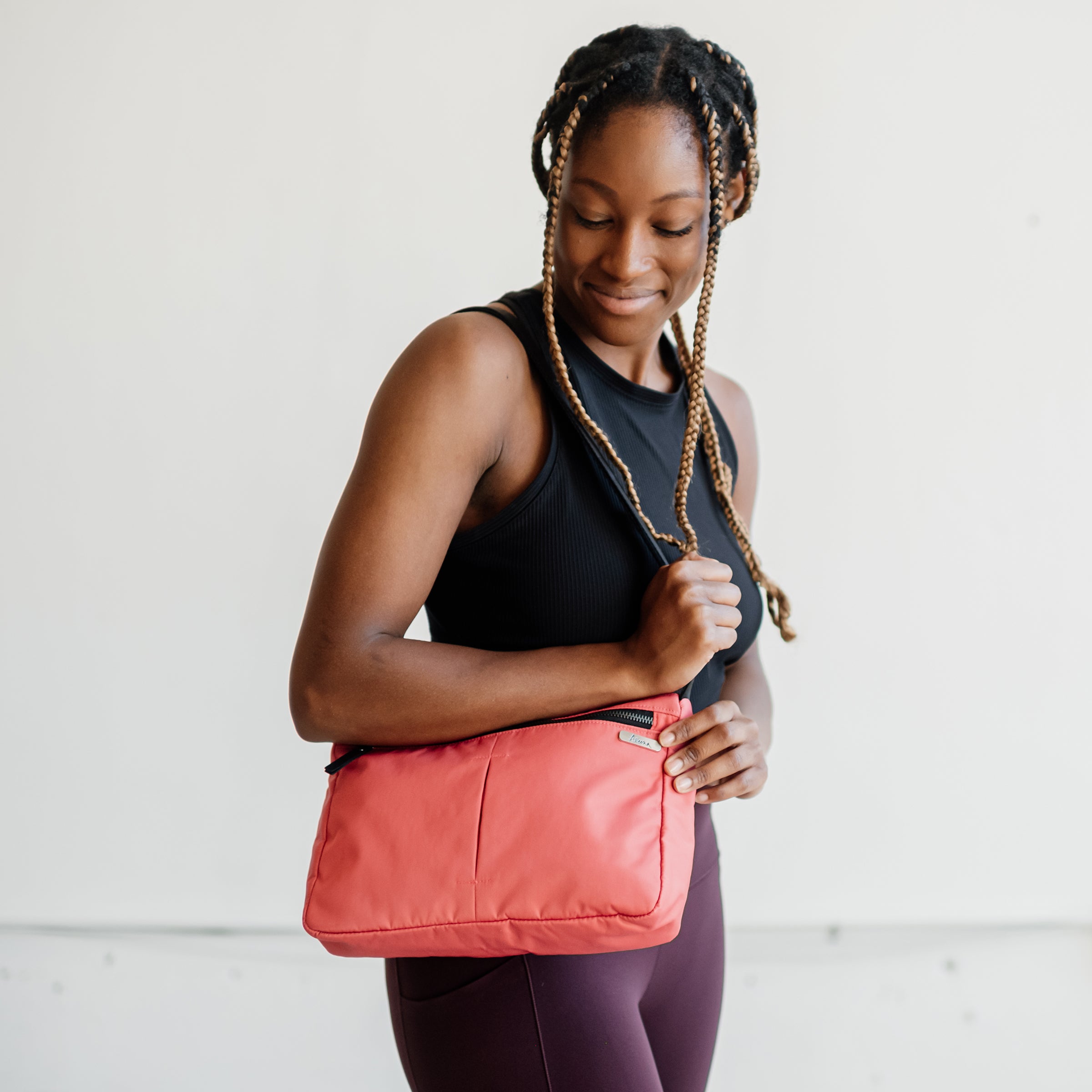 shree women crossbody nylon bag poppy red aruna #poppy_red