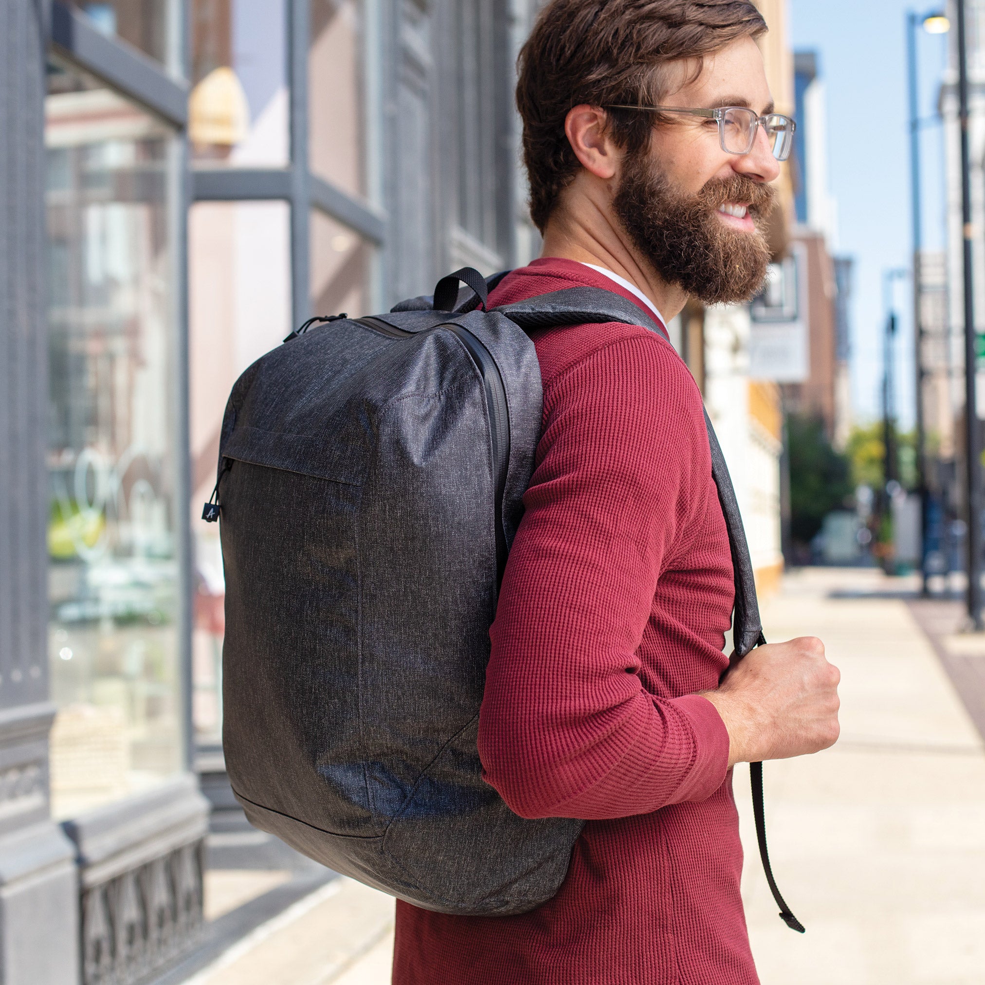 men large backpack bag water-repellent recycled fabric laptop #charcoal
